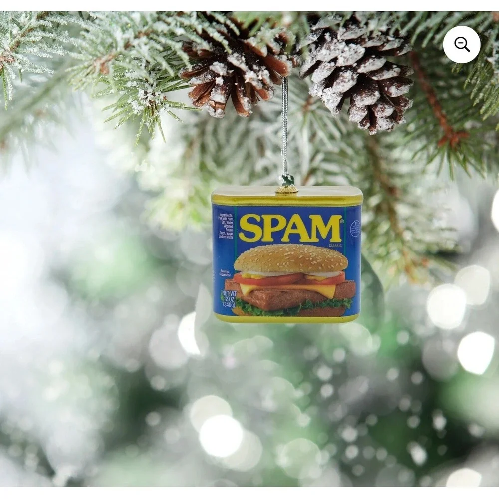 Decoupage Spam Christmas Faux Food Holiday Ornament 3